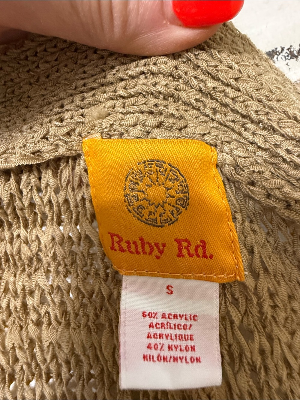 Ruby Rd. Tan‎ Open-Knit Single-Button Cardigan - Picture 6 of 6